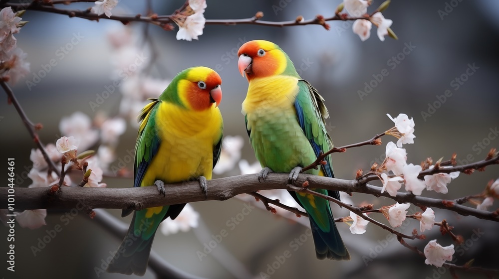 Fototapeta premium Attractive color pair of parrots