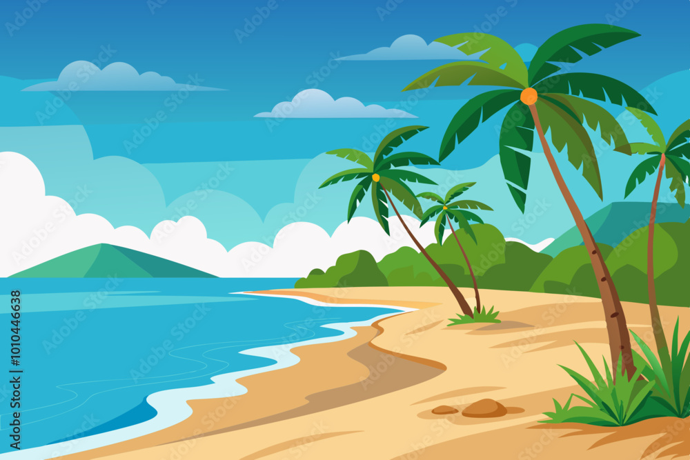 Pacific sunrise in Sea beach vector art illustration Pacific sunrise in Sea beach vector art illustration