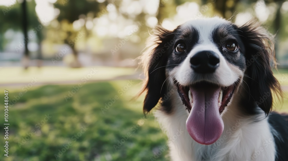 Playful Dog with Tongue Out in Natural Setting Playful Dog with Tongue Out in Natural Setting