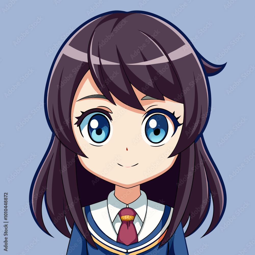 Classic Anime Style: School Girl with Cute Expressions and Poses