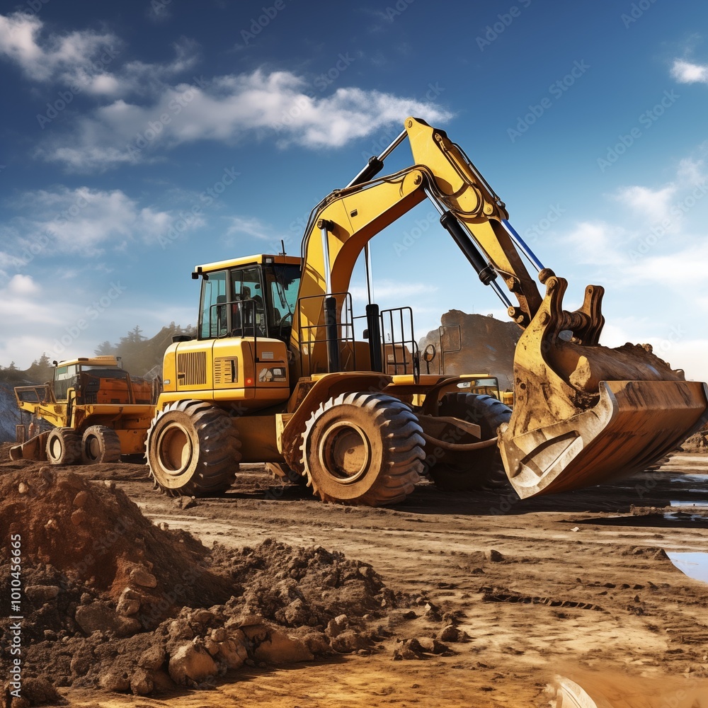 excavator on the site,generation ai illustration excavator on the site,generation ai illustration