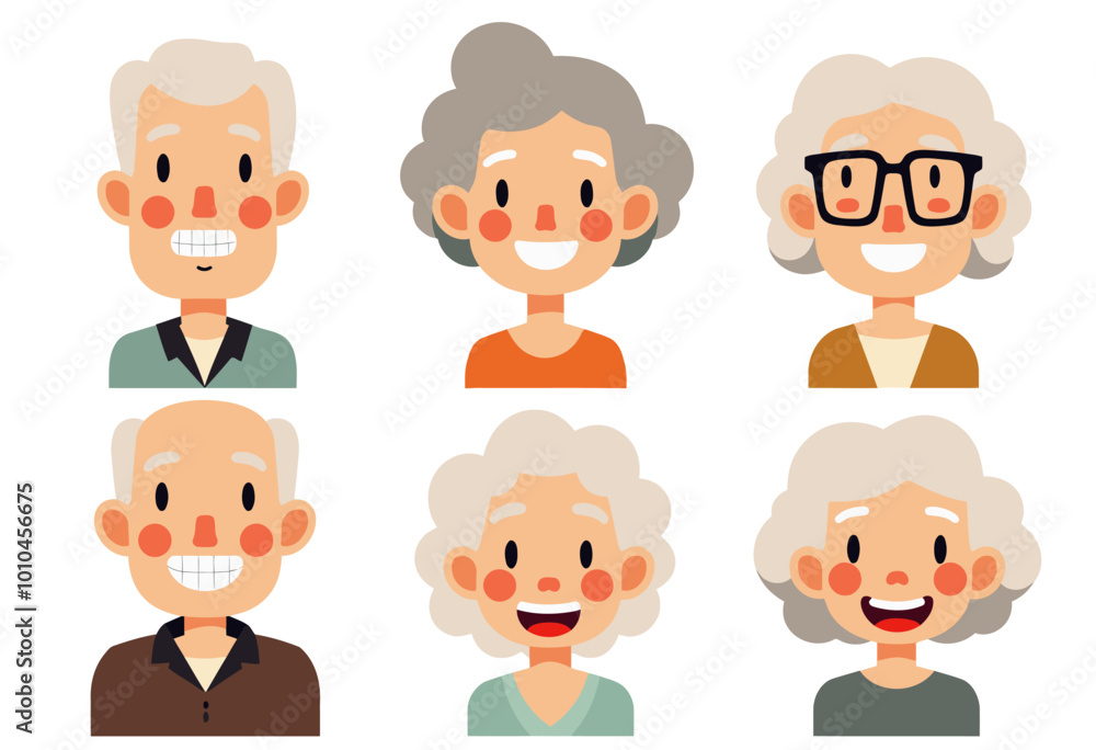 Smiling Elderly Couples: Vector Portraits of Happy Senior Citizens for Your Design Projects Smiling Elderly Couples: Vector Portraits of Happy Senior Citizens for Your Design Projects