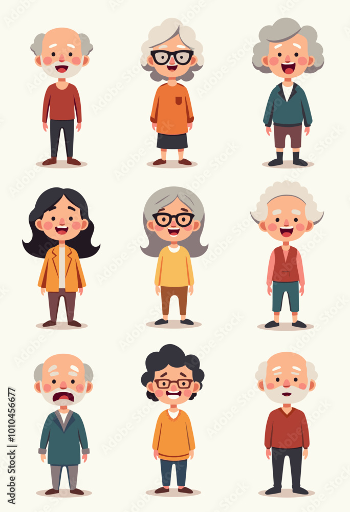 Diverse Set of Happy Senior Citizen Avatars: Vector Portraits of Elderly Men and Women on Isolated Backgrounds Diverse Set of Happy Senior Citizen Avatars: Vector Portraits of Elderly Men and Women on Isolated Backgrounds