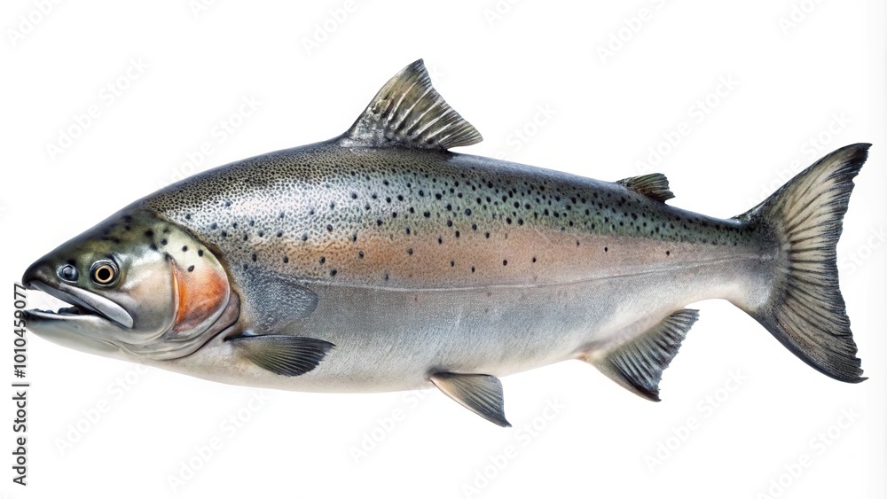 Forced perspective image of a salmon isolated on white background Forced perspective image of a salmon isolated on white background