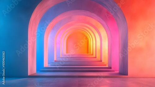 _Abstract Archway with Vibrant Illuminating Doors_