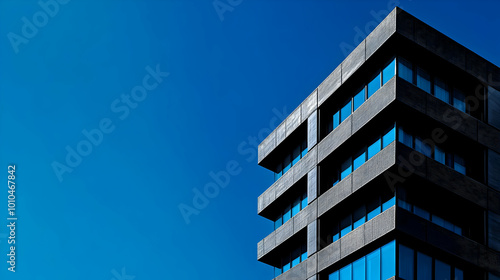 A Modern Building Corner with a Blue Sky Background