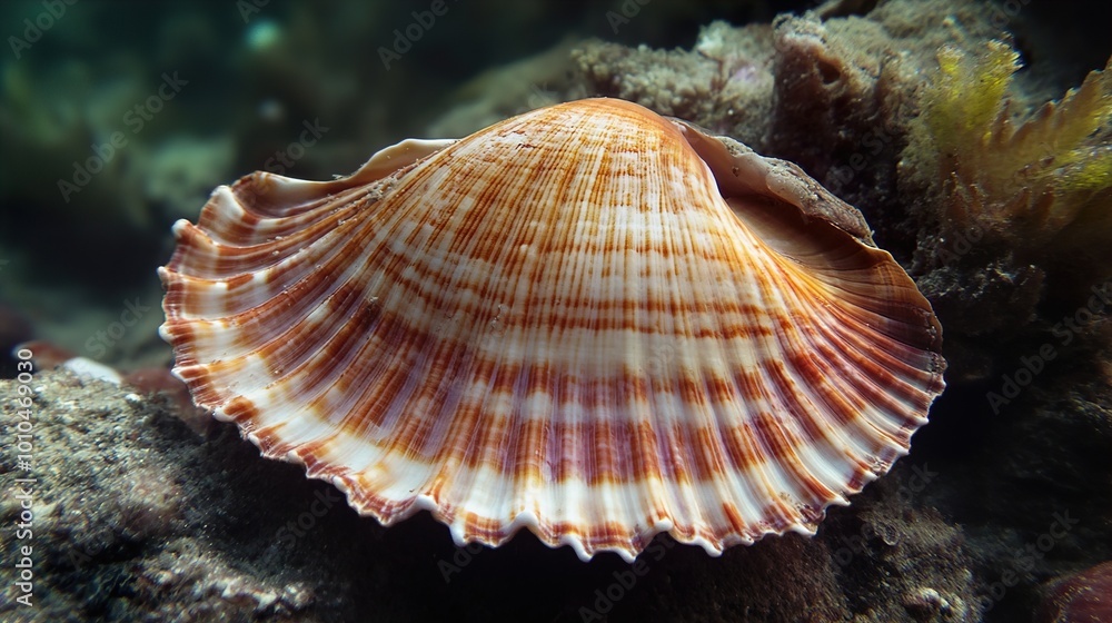 Close-up of a Seashell in the Ocean Close-up of a Seashell in the Ocean