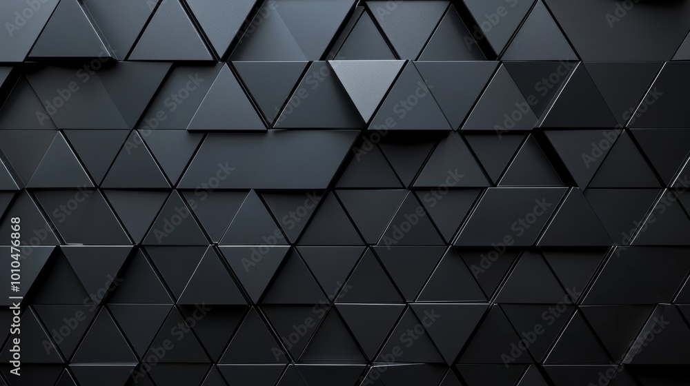 Interlocking black triangular prisms forming a seamless diamond pattern, reflective surfaces with subtle gradient lighting, dark abstract 3D background Interlocking black triangular prisms forming a seamless diamond pattern, reflective surfaces with subtle gradient lighting, dark abstract 3D background