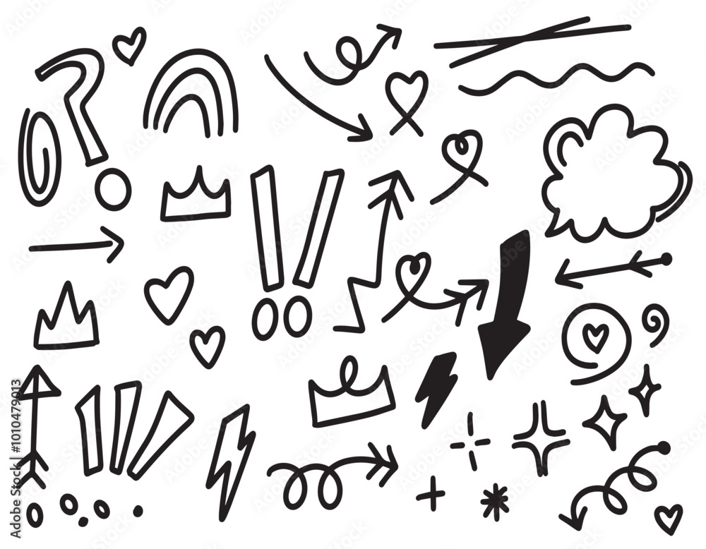 Charcoal scribble stripes, emphasis arrows, hand drawn numbers. Chalk crayon or marker doodle rouge hand drawn scratches. Vector illustration of lines, waves, squiggles in marker sketch style Charcoal scribble stripes, emphasis arrows, hand drawn numbers. Chalk crayon or marker doodle rouge hand drawn scratches. Vector illustration of lines, waves, squiggles in marker sketch style