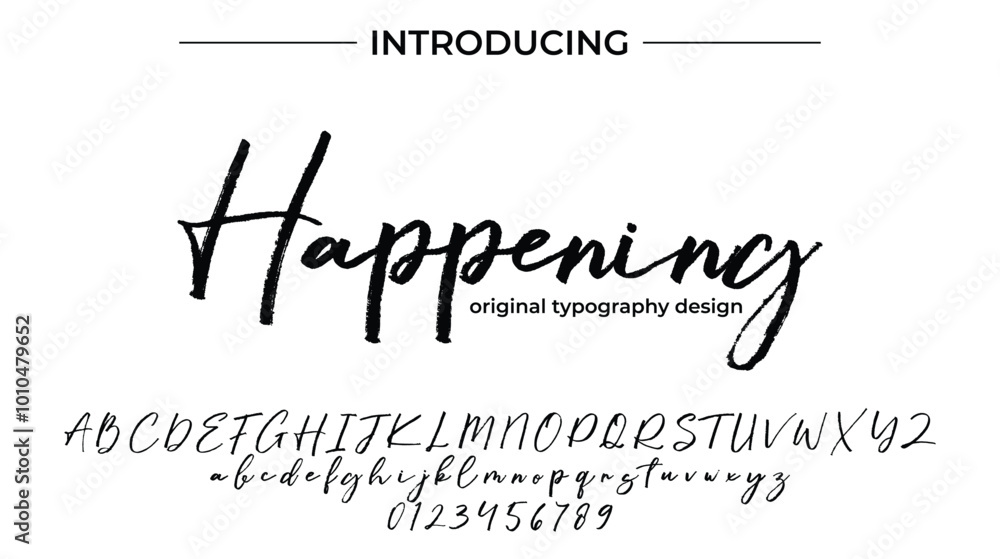 Happening Font Stylish brush painted an uppercase vector letters, alphabet, typeface Happening Font Stylish brush painted an uppercase vector letters, alphabet, typeface