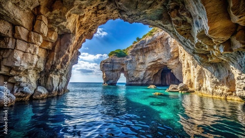 Extreme close-up of Sardinia island in Mediterranean Sea cave