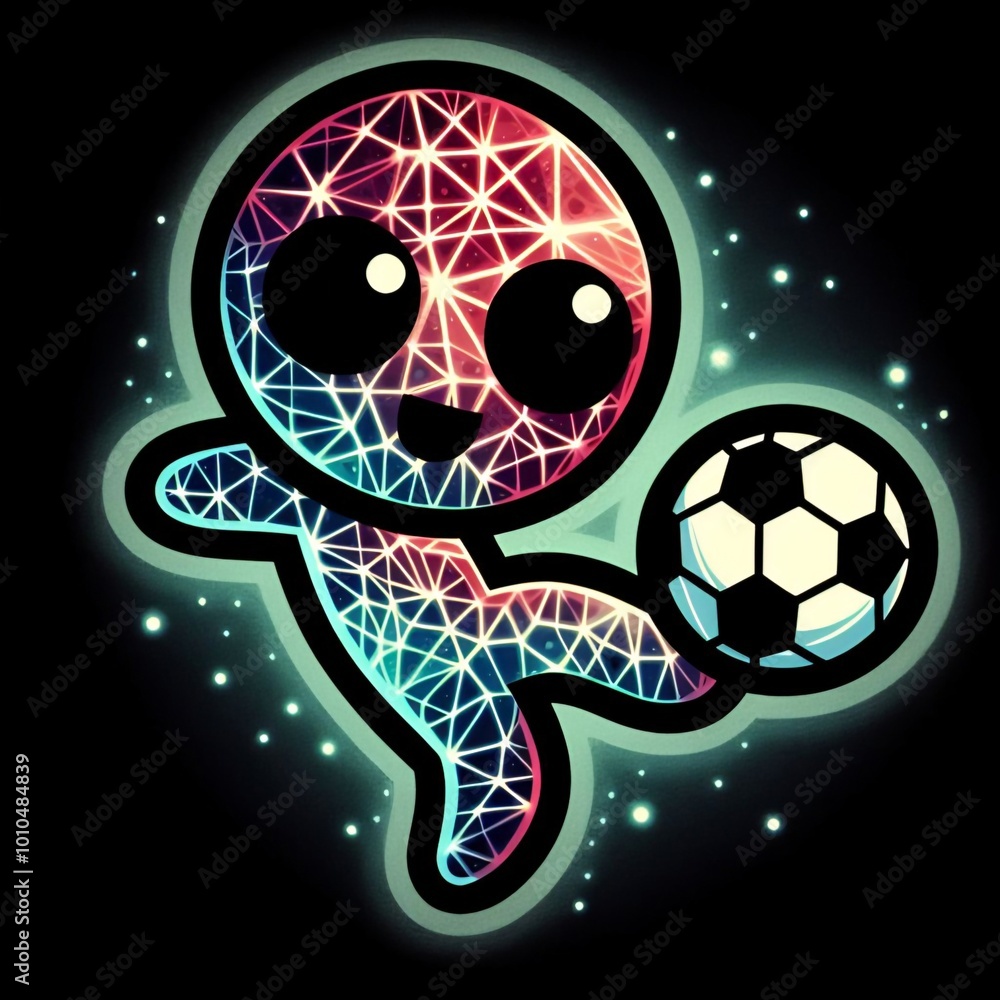 Obraz premium cute cartoon kicking ball