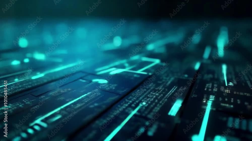 Technology background. Animated seamless loop of blue particles simulating data flow and connectivity Technology background. Animated seamless loop of blue particles simulating data flow and connectivity