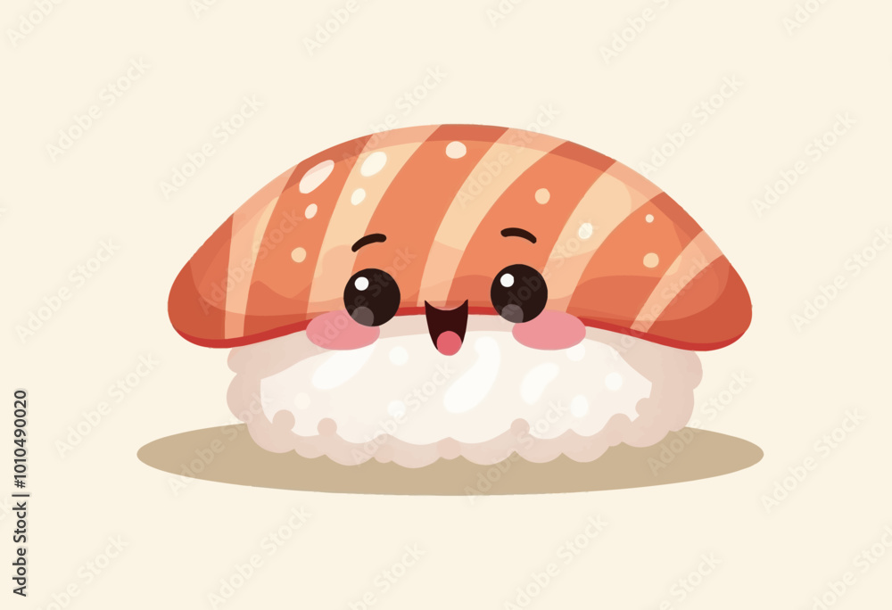 Happy Sushi Vector: Isolated Illustration of a Cute Sushi Roll with Smiling Face, Perfect for Food Blogs and Social Media Happy Sushi Vector: Isolated Illustration of a Cute Sushi Roll with Smiling Face, Perfect for Food Blogs and Social Media