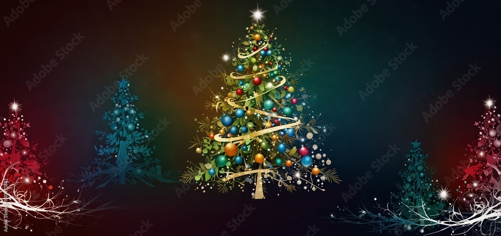 Abstract Christmas tree in forest illustration for christmas,colourful Abstract Christmas tree in forest illustration for christmas,colourful