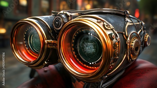 Close up of Steampunk Robot s Goggles photo