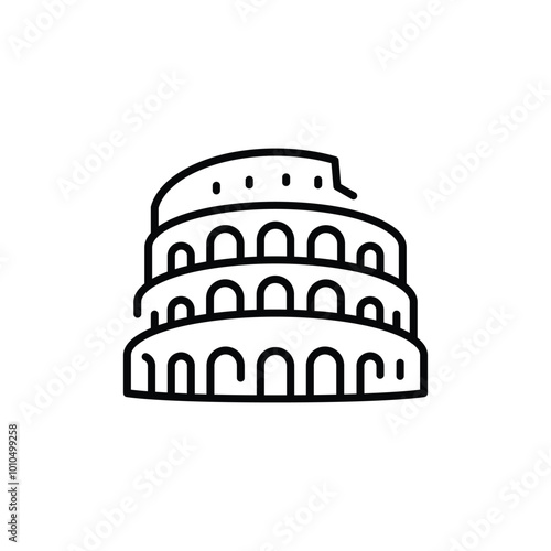 Coliseum icon. Simple and minimal line art illustration of the famous Roman Colosseum. Perfect for travel, tourism, and historical themes in web and app design. Vector illustration