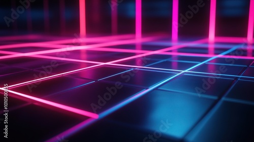 Vibrant Neon Grid Design for Background or Display