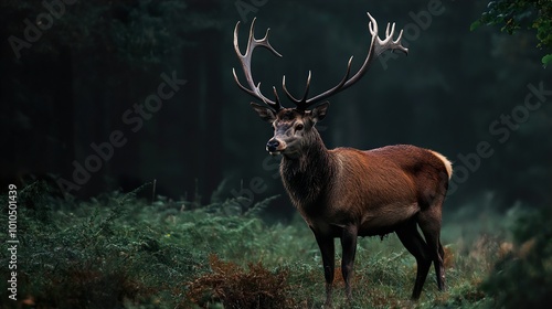 Wallpaper Mural Majestic Red Deer Stag in a Dark Forest Torontodigital.ca