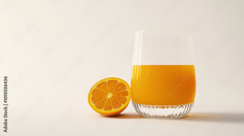 Glass of freshly squeezed orange juice on white background Glass of freshly squeezed orange juice on white background