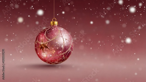 Christmas ball. Abstract sparkling circle on pink background