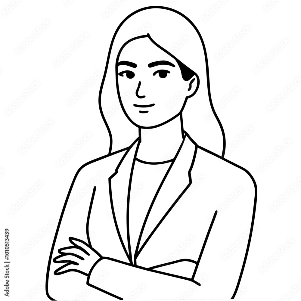 Young Woman Standing Confidently with Her Arms Crossed Vector Illustration
Young Woman Standing Confidently with Her Arms Crossed Vector Illustration