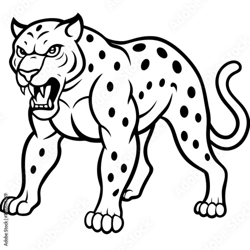 Fierce Jaguar in a Bold Stance Vector Illustration of Wild Power
