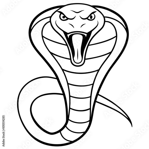 King Cobra Rearing Up with Its Hood Vector Illustration Captivating Serpent Elegance in Nature
