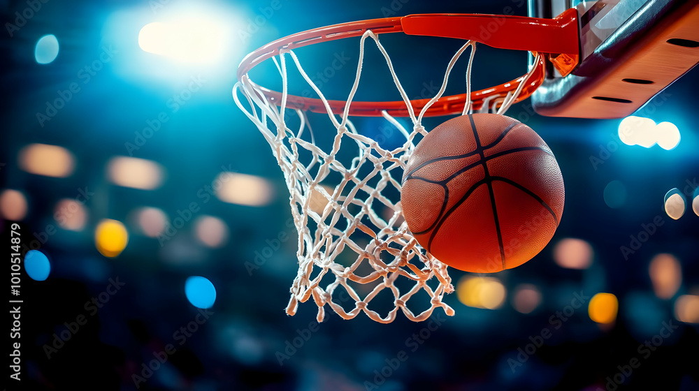 Basketball Swish Through the Net, a Perfect Shot Basketball Swish Through the Net, a Perfect Shot