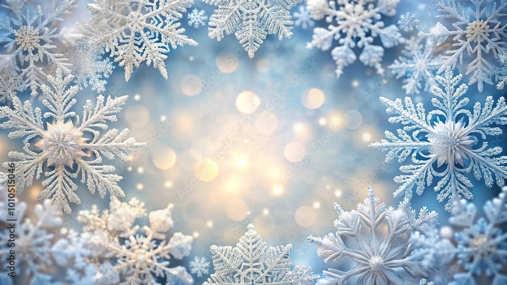 Festive snowflake frame on soft background for winter decor Festive snowflake frame on soft background for winter decor