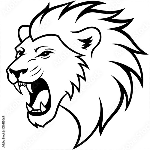 Majestic Lion Roaring Fiercely Vector Illustration Capturing Raw Power and Dominance
