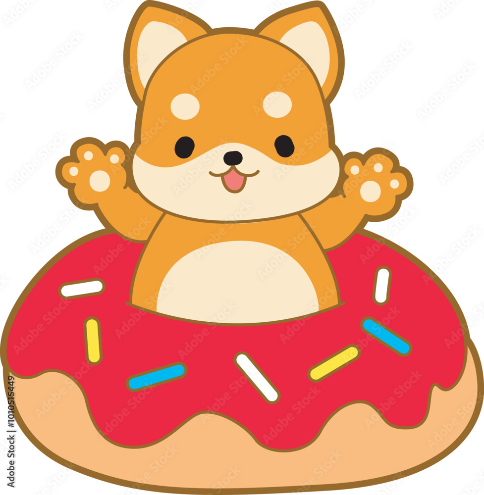 Cute puppy kawaii dog lovely animal vector icon. Fluffy Shiba Inu pet stickers. Happy doggy activities illustrations. Cute puppy kawaii dog lovely animal vector icon. Fluffy Shiba Inu pet stickers. Happy doggy activities illustrations.