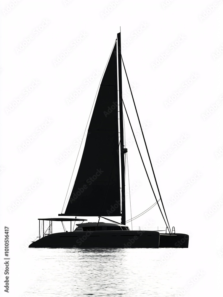 Sleek catamaran silhouette mockup on a pristine background, perfect for highlighting your design ideas and promotional content. Sleek catamaran silhouette mockup on a pristine background, perfect for highlighting your design ideas and promotional content.