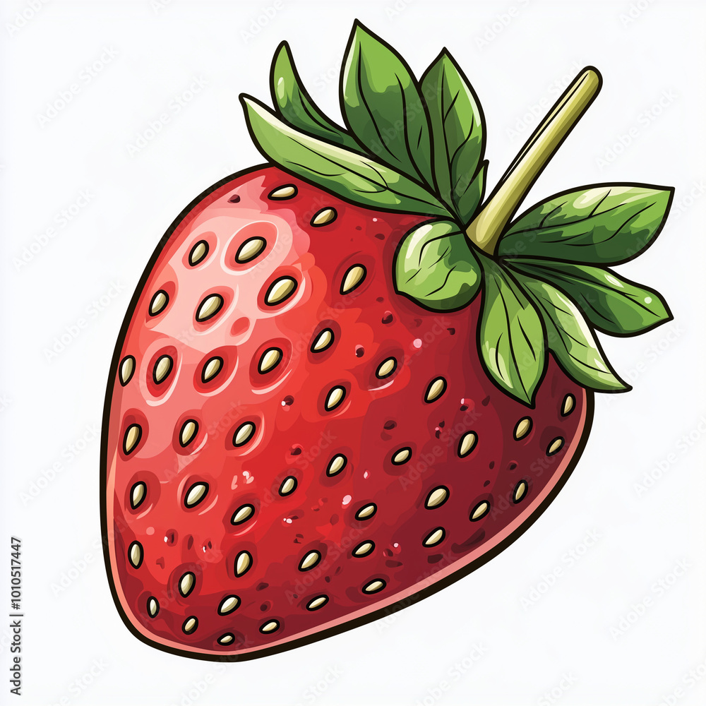 Obraz premium Clean and Simple Illustration of a Fresh Strawberry - Vibrant, Detailed, and Realistic