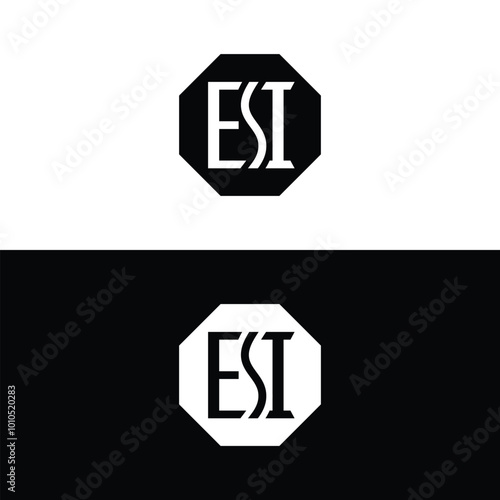 Letter ESI Monogram Logo Design in Octagon Shape