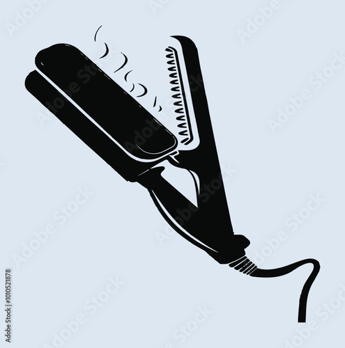 Silhouette Vector Art Illustration of a hair flat iron Logo Icon .eps