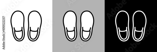 シンプルな線画のズック靴、スリッパのベクターアイコン。