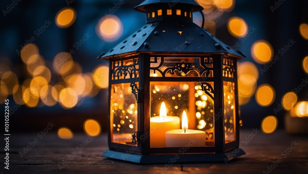 Christmas lantern and candles Christmas lantern and candles