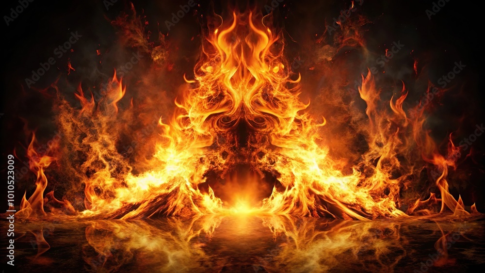Fototapeta premium Fiery night exploration with burning flame