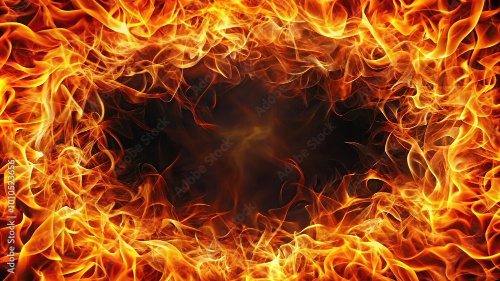Fototapeta premium Fiery threads background with flames aerial view