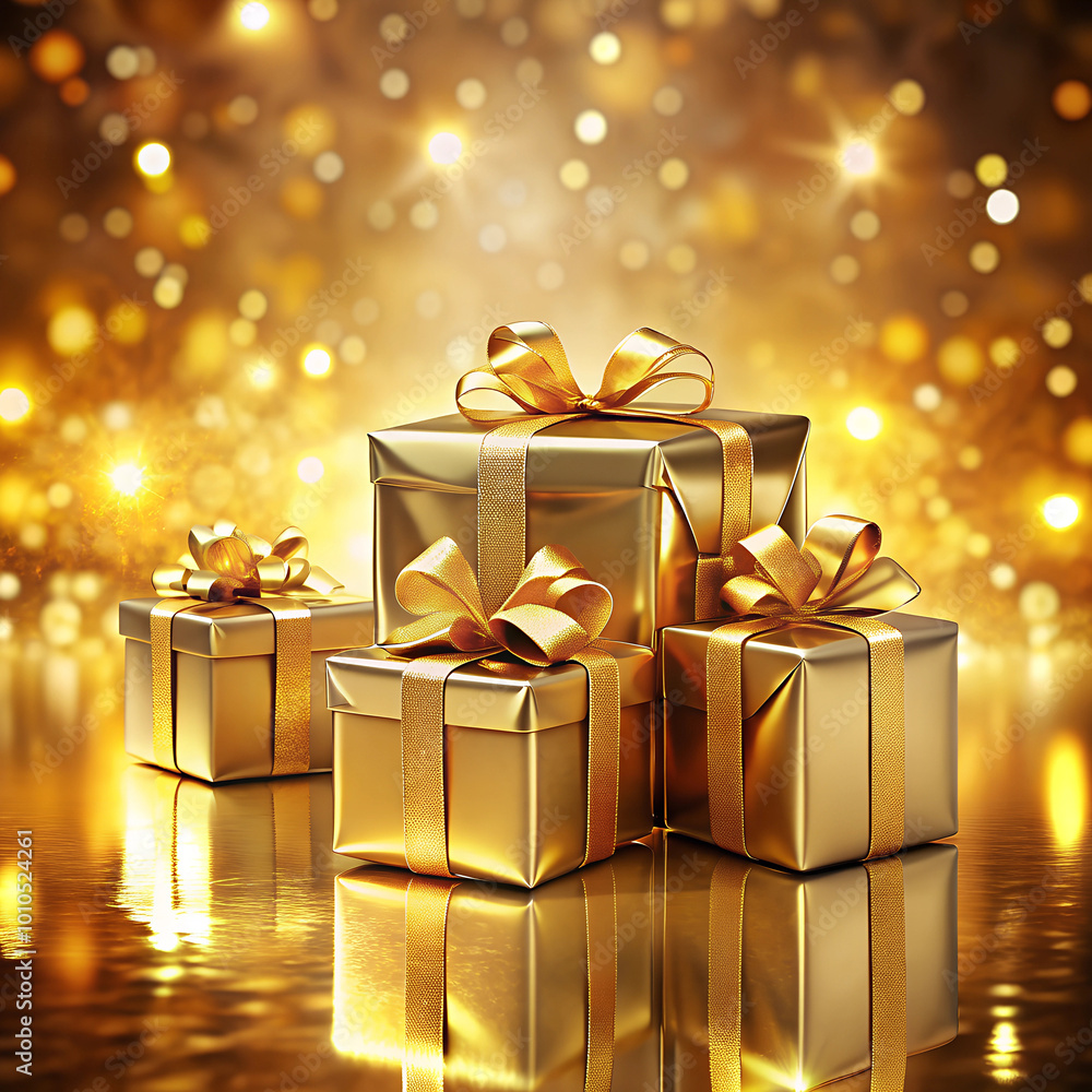 golden gift box with ribbon golden gift box with ribbon