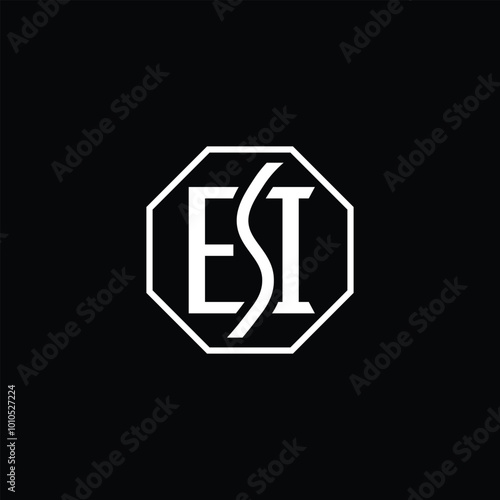 Letter ESI Monogram Logo Design in Octagon Shape