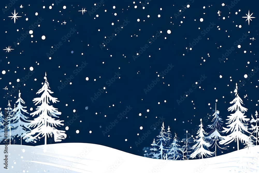 Abstract illustration of a Christmas card with delicate hand-drawn illustrations and empty space for text Abstract illustration of a Christmas card with delicate hand-drawn illustrations and empty space for text