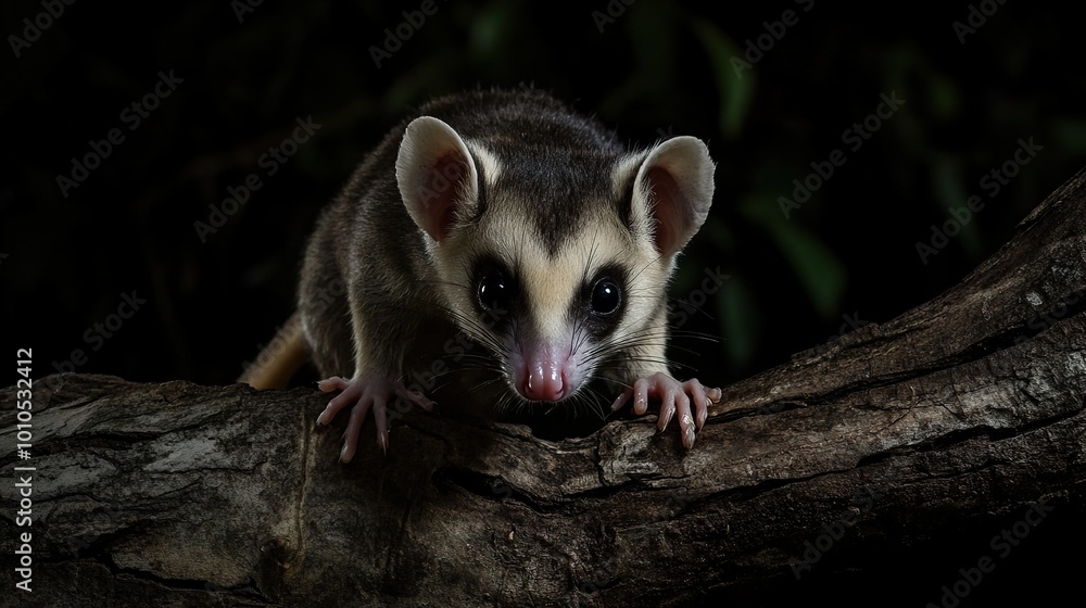 Close Up Portrait of a Cute Opossum on a Branch Close Up Portrait of a Cute Opossum on a Branch