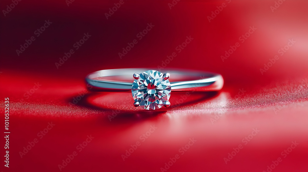 Sparkling Diamond Ring on Red Velvet Sparkling Diamond Ring on Red Velvet