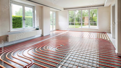 Floor heating modernization installation in minimalist interior