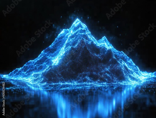 Glowing digital mountain network concept visual art