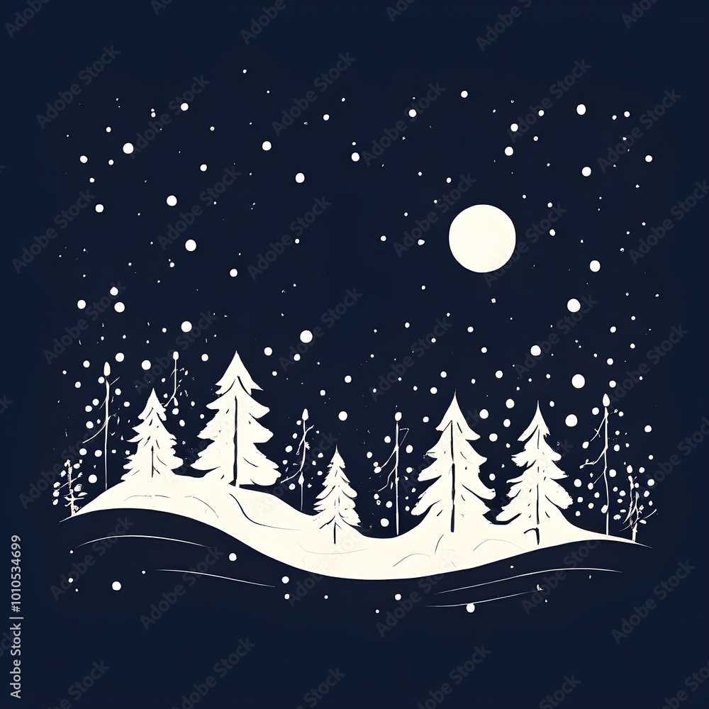 Abstract illustration of a Christmas card with delicate hand-drawn illustrations and empty space for text Abstract illustration of a Christmas card with delicate hand-drawn illustrations and empty space for text
