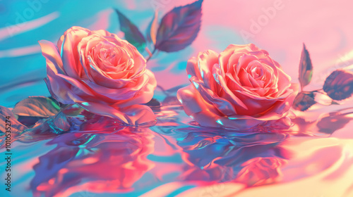 Roses on a colorful background