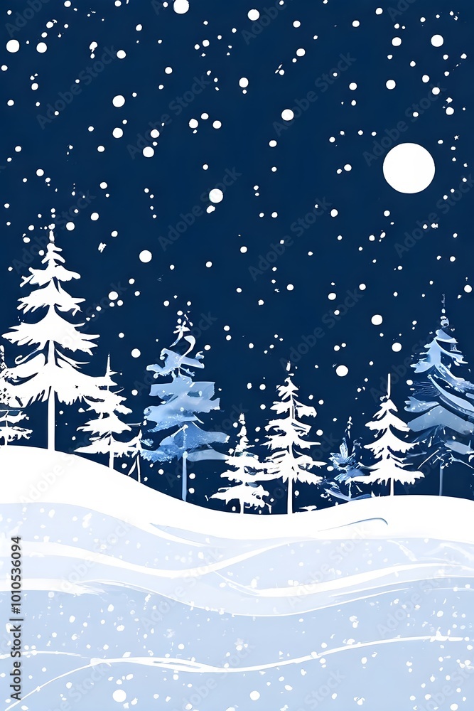 Abstract illustration of a Christmas card with delicate hand-drawn illustrations and empty space for text Abstract illustration of a Christmas card with delicate hand-drawn illustrations and empty space for text